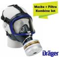 Draeger 6300 Tam Yüz Maskesi + A1B2E2K1 Hg CO NO P3 Filtre